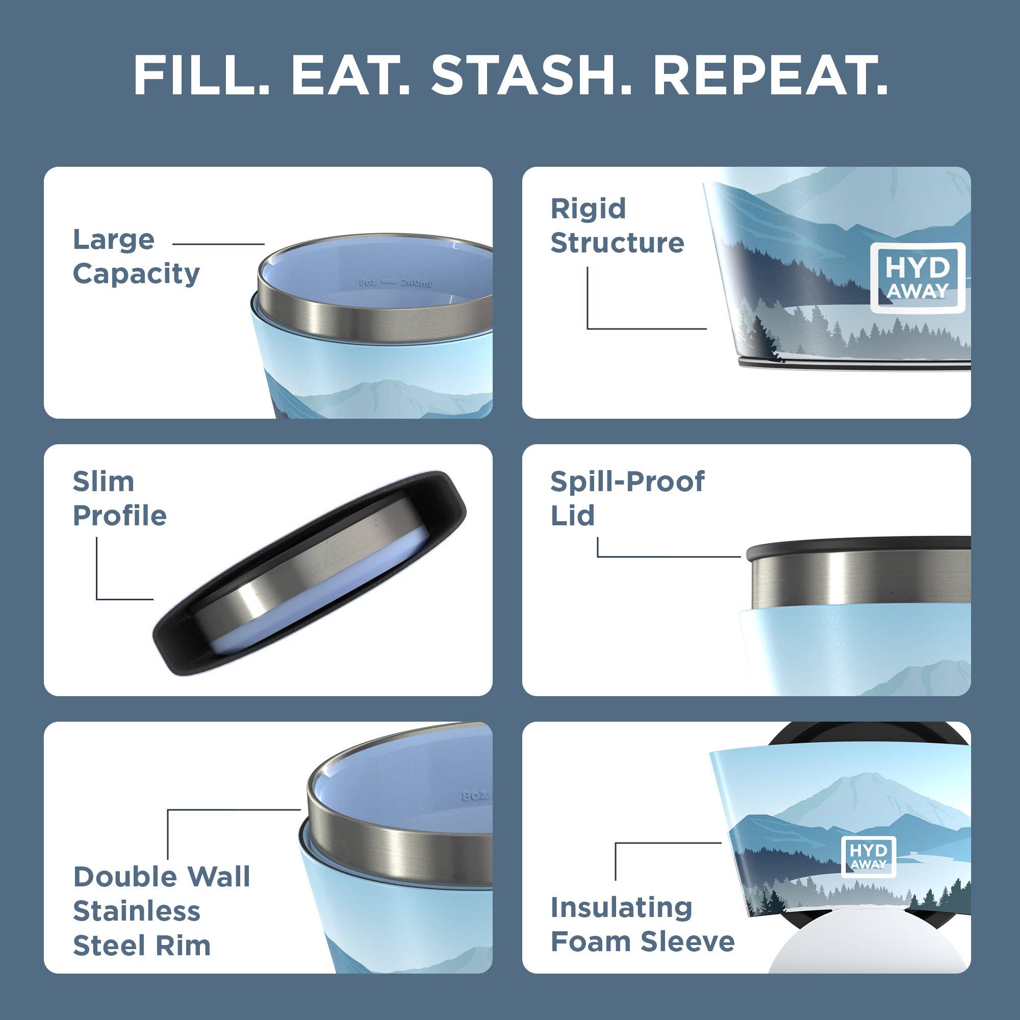 HYDAWAY – Tigela por atacado – Tigela isolada dobrável | 360 ml (1,5 xícara)27