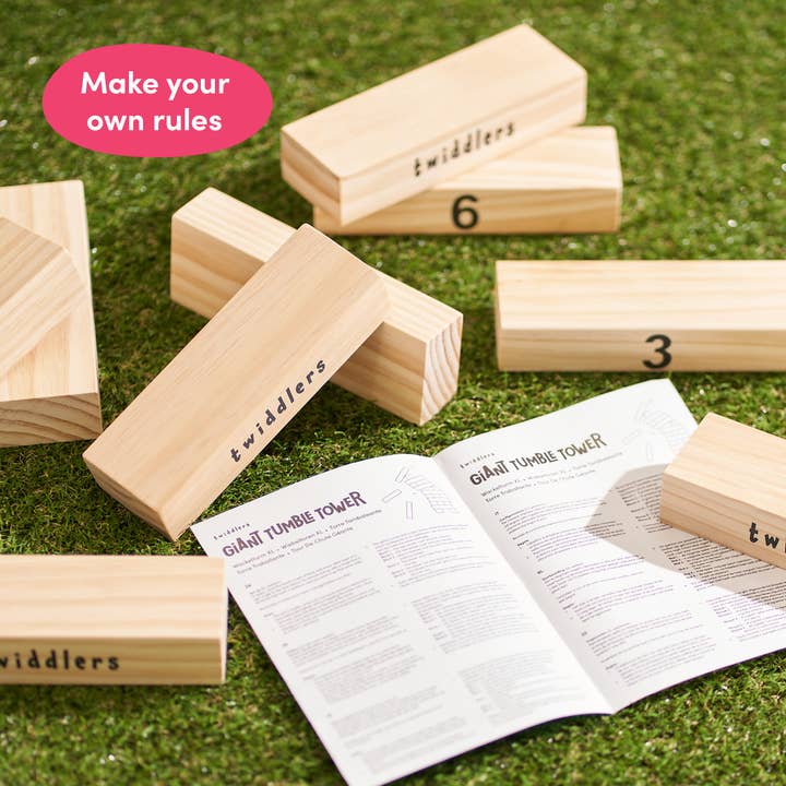 The Twiddlers - Wholesale Stacking Game - Large Tumble Tower Garden Lawn Game, 64 Wooden Blocks, 4ft