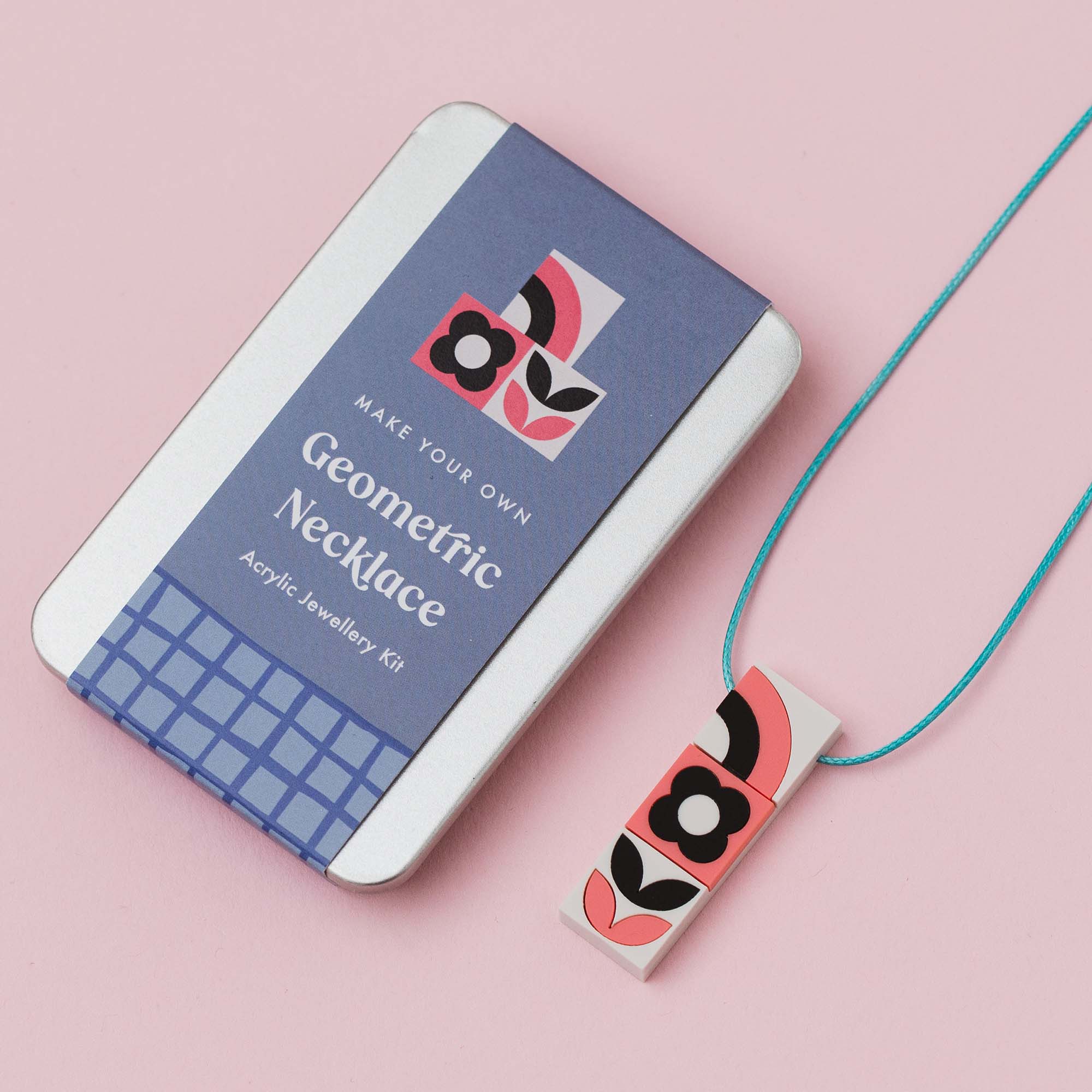 Laura Danby - Vente Kit de bricolage - Kit de fabrication de collier géométrique rose - Kit de bricolage de bijoux1