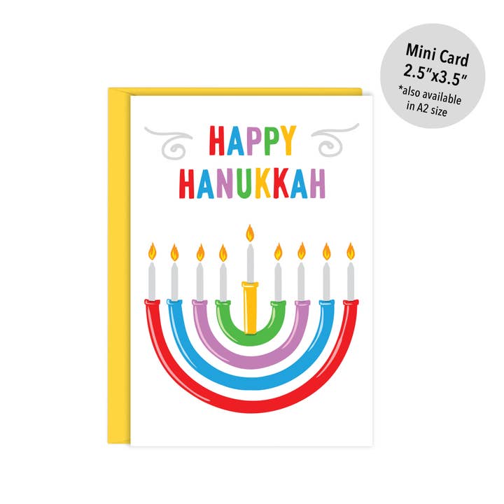 Rainbow Hanukkah | Enclosure Size Holiday Card for wholesale by Lucy Loves Paper