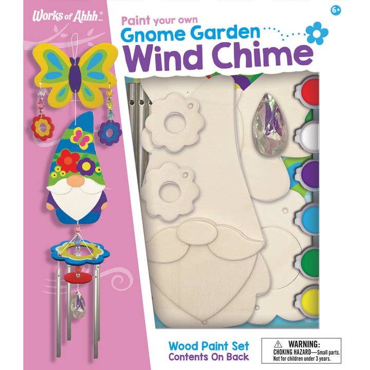 Gnome Garden Wind Chime Wood Craft & Paint Kit for wholesale by Masterpieces Puzzles