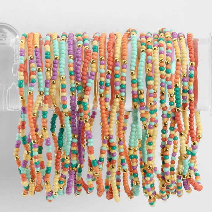 Splendid Iris - Wholesale Beaded Bracelet - Assorted 2mm Stretch Seed Bead Bracelets10