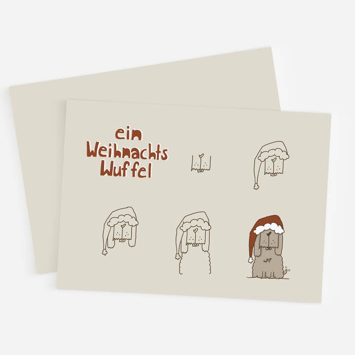 Cartolina "Cagnolino di Natale" DinA6 per la vendita all'ingrosso da parte di studio rüdi