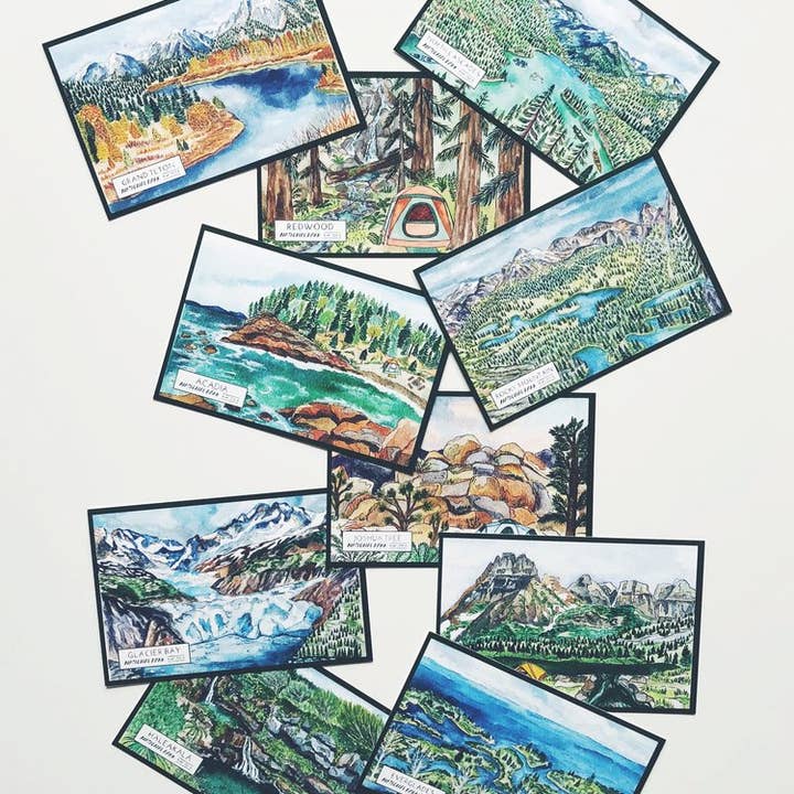 National Park Vykort Pack för wholesale av Erin Vaughan Illustration