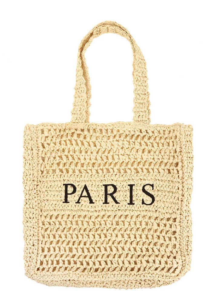 BORSA PARIS IN PAGLIA CON RICAMO 2251 per la vendita all'ingrosso da parte di anbfashion