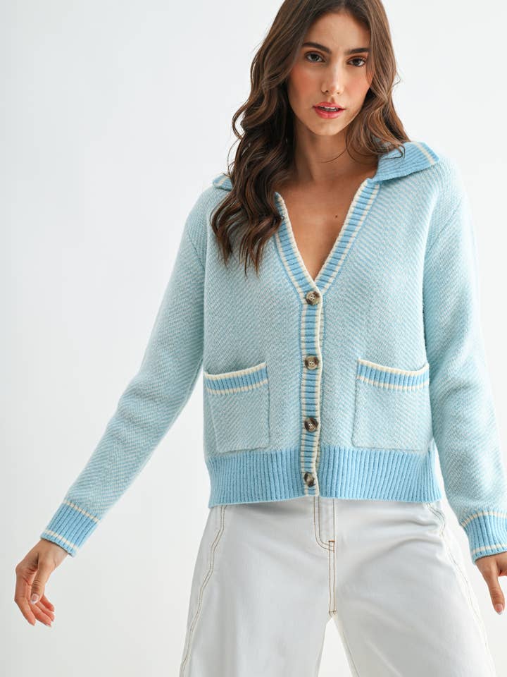 Camellia - Wholesale Knit Sweater - Women's - CW10236E HERRINGBONE KNIT CARDIGAN23