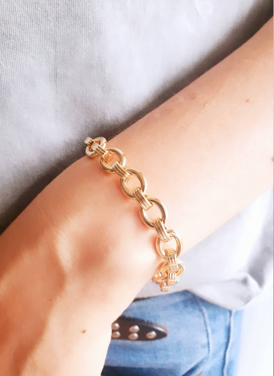 SIUKA - Wholesale Link & Chain Bracelet - Gold-plated bracelet with oval links2