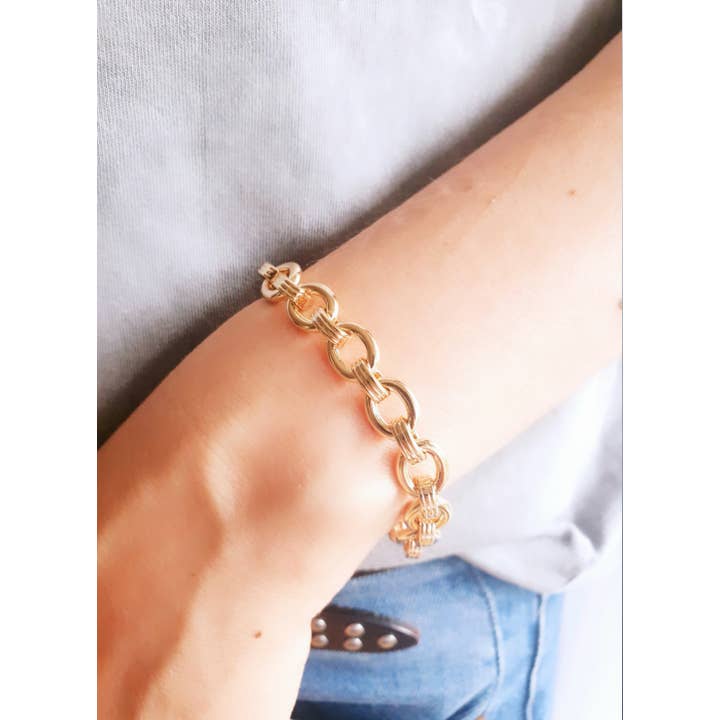 SIUKA - Wholesale Link & Chain Bracelet - Gold-plated bracelet with oval links2