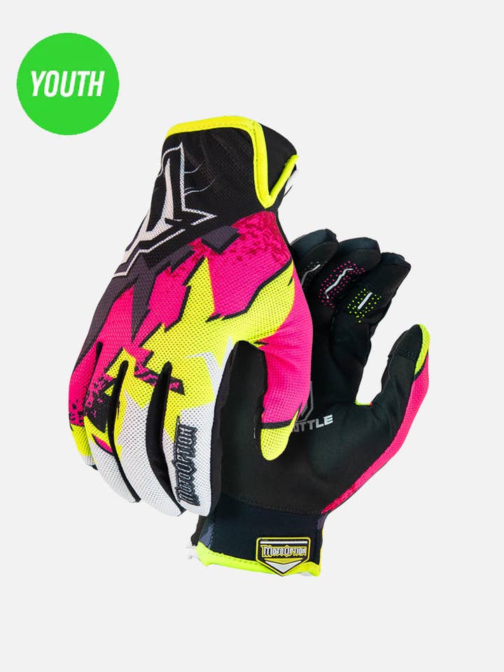 Luva de Motocross Youth S5 Neon Fracture - Amarelo e Rosa por atacado de MotoOption