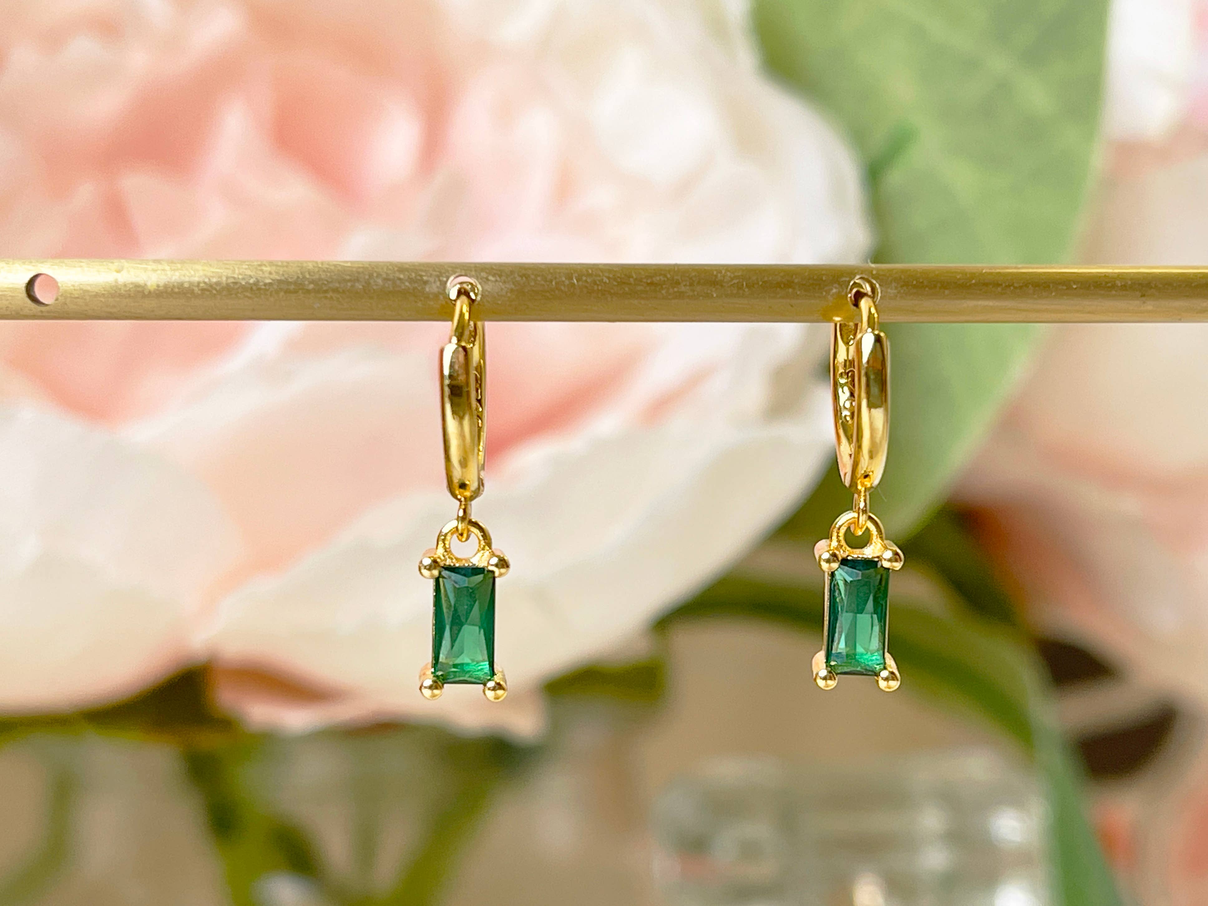 Melange Blanc - Wholesale Dangle Earrings - E150 emerald hoop earring, emerald earring, dangle earring6