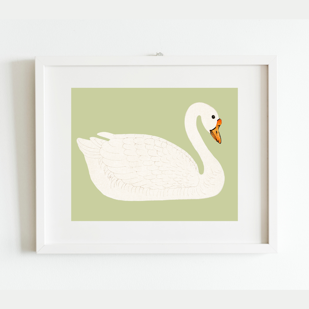 Sea to Skye - Wholesale Art Print - A Swan Antique Art Print (Green)4