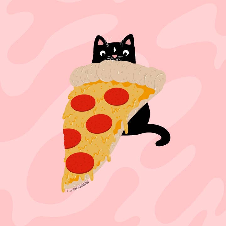 The Mad Menagerie - Vendita all'ingrosso Adesivo - Adesivo per pizza Pep-purr-oni