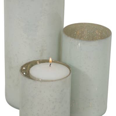 Vela cilíndrica de vidro Mercury chique gasto (4 “x5" -7" -9") por atacado de S.N.K. Home Decor