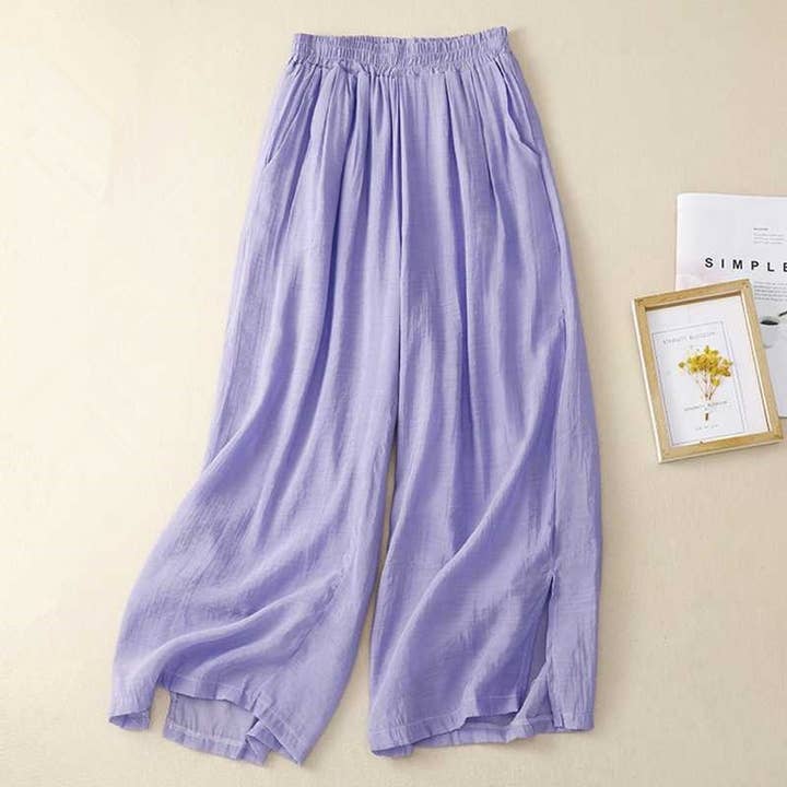 Casual Wide Leg Pants - Lightweight Double Layered for wholesale by Plush Looks