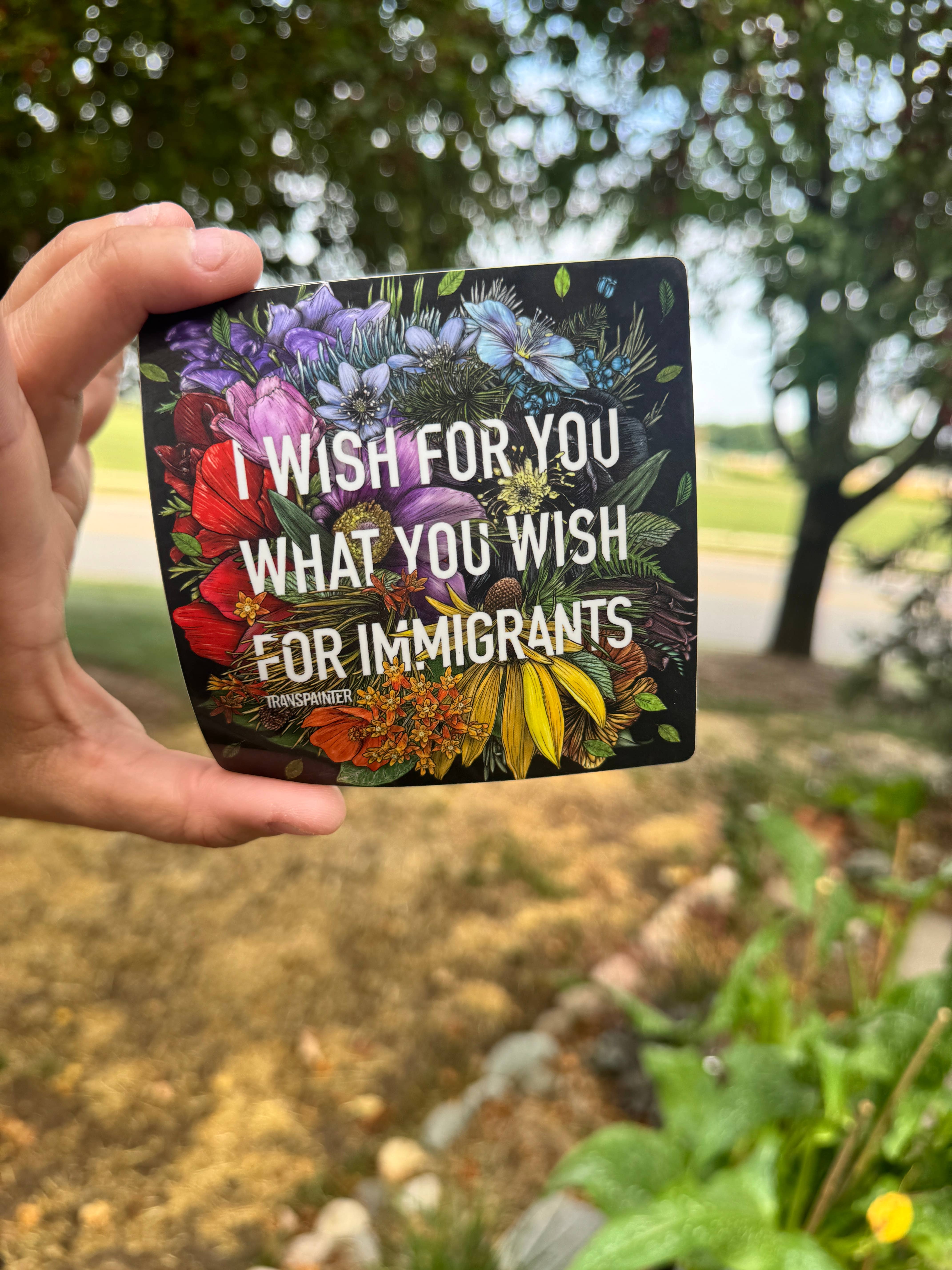 Transpainter - Wholesale Sticker - Immigrant Rights Sticker: Rainbow Floral Political Stickers10