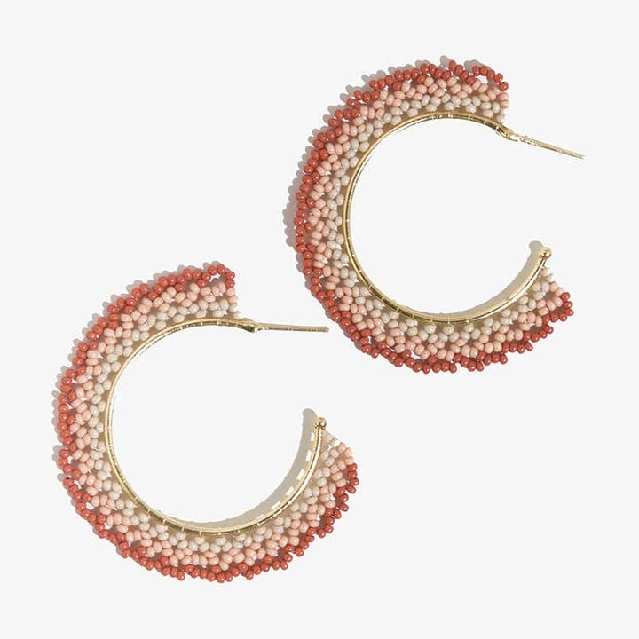 Eve Ombre Beaded Hoop Earrings Blush Wholesale for wholesale by INK + ALLOY