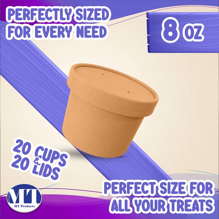 MT Products - Wholesale Disposable Cup - MT Products Brown Paper Soup Cups with Lids2