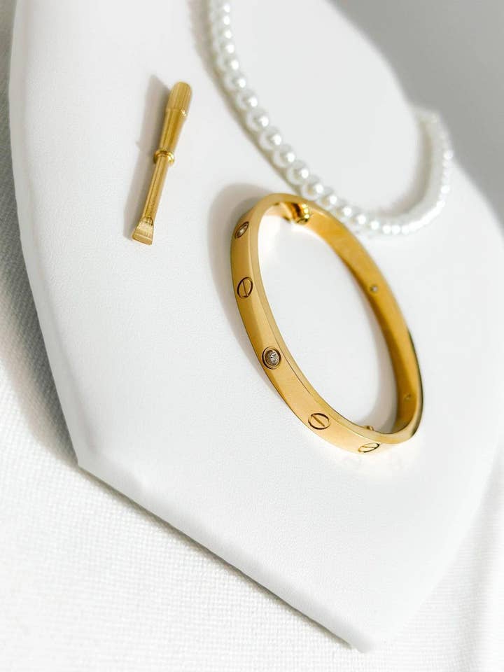 Love Cuff Bracelet Zircoin for wholesale by MABEL LOVE CO