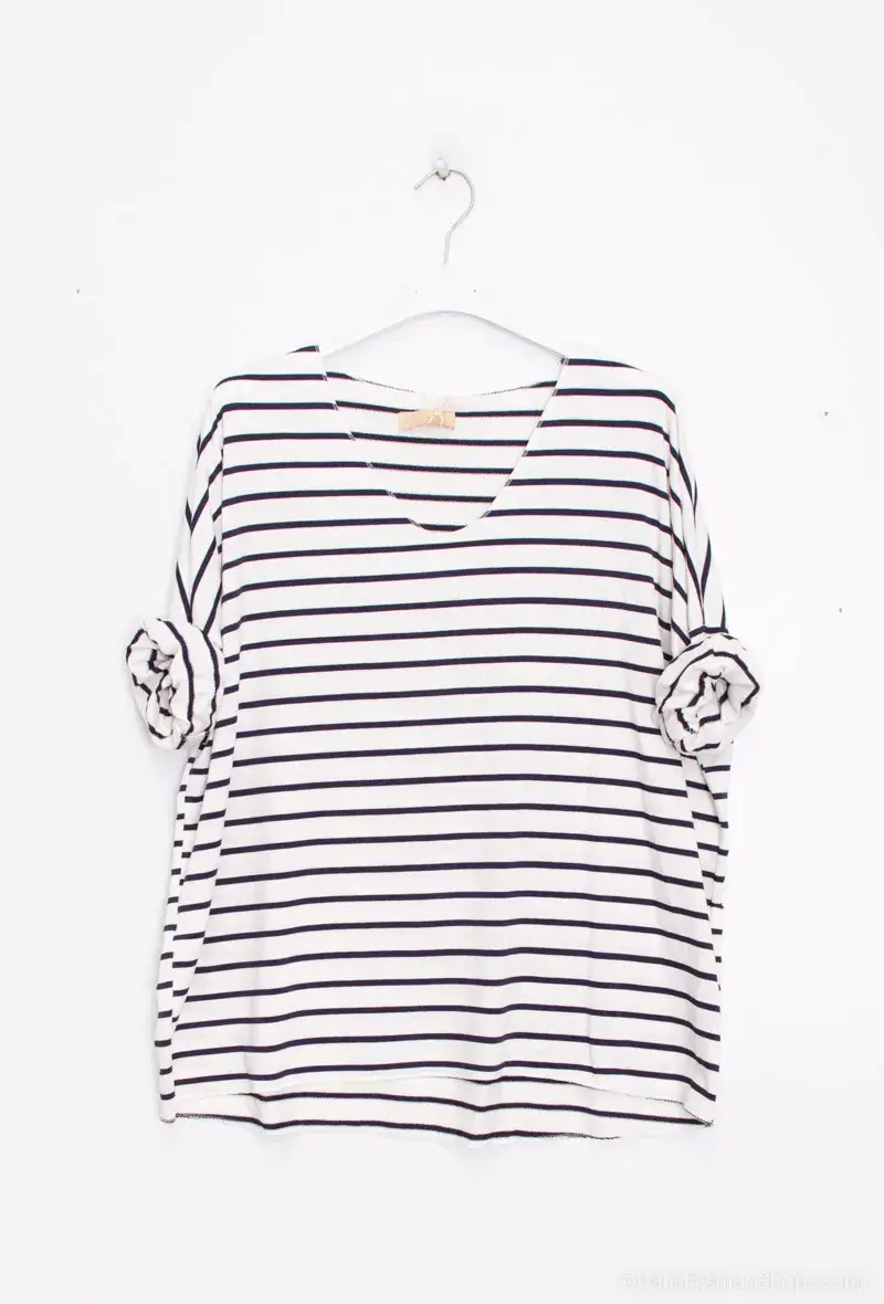 Mimi & Gogo - Vendita all'ingrosso Maglietta - Donna - Maglietta a righe taglia unica5