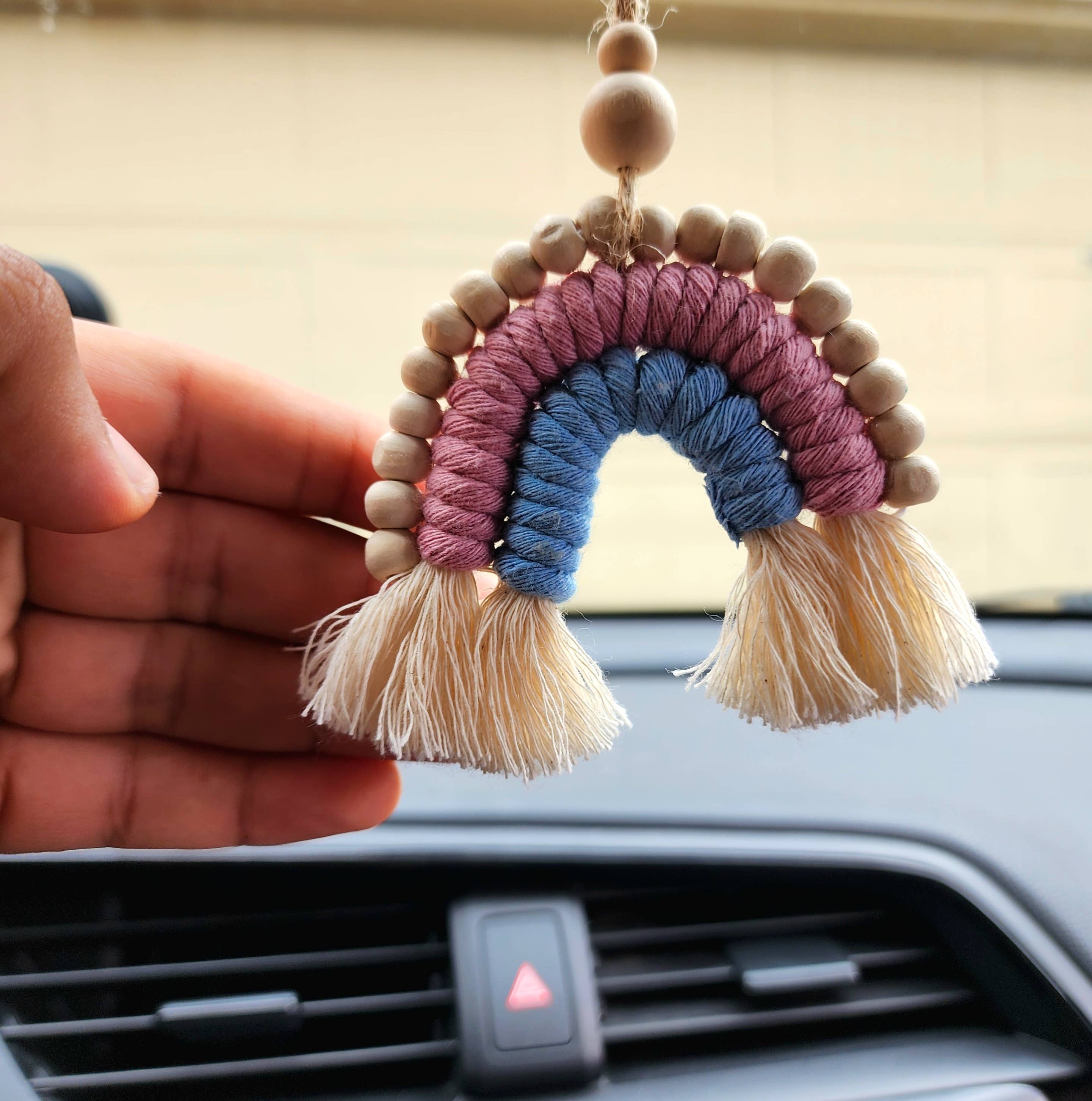 Handmade By Uruba – wholesale Car Decorative Charm - Unisex – Rainbow Car Charm / Oil Diffuser for Rearview Car Mirror2