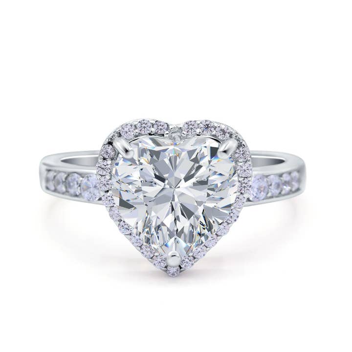 Halo Heart Promise Ring Simulated Cubic Zirconia for wholesale by Blue Apple Imports