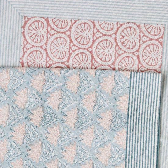 Rozablue - Wholesale Placemat - Handblockprinted placemats set of 2 Dusty rose blue 5