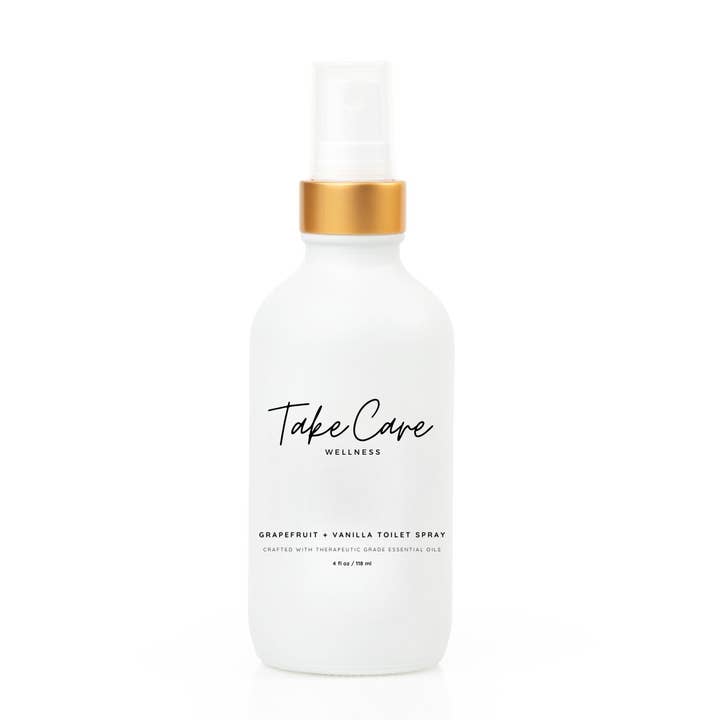 Grapefruit + Vanilla Toilet Spray (luxury glass bottle) for wholesale by Take Care Wellness