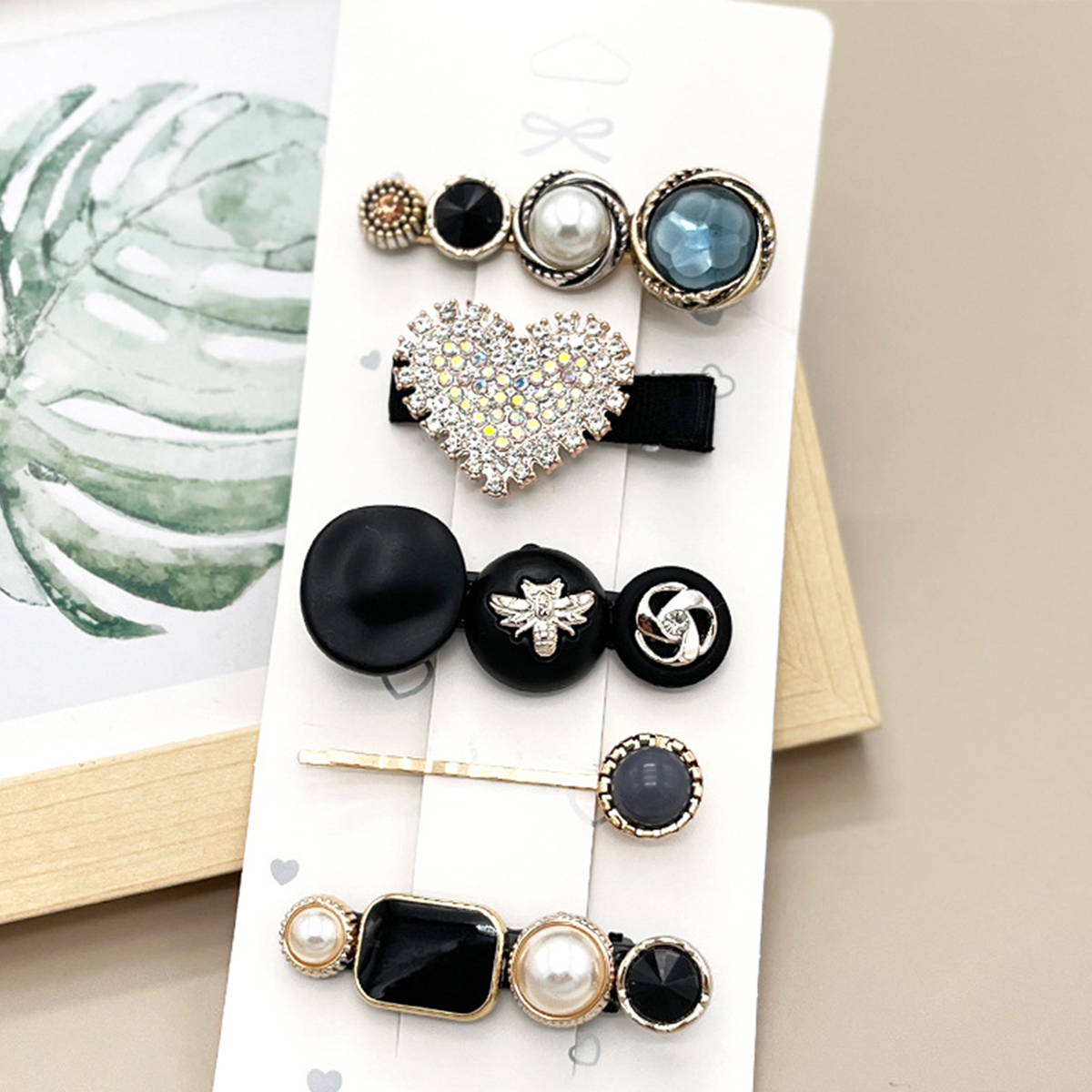 ACCITY - Wholesale Hair Clip - Women's - Rhinestone Pearl Hair Clip Set-Elegant Side Pin _CWASC0349613