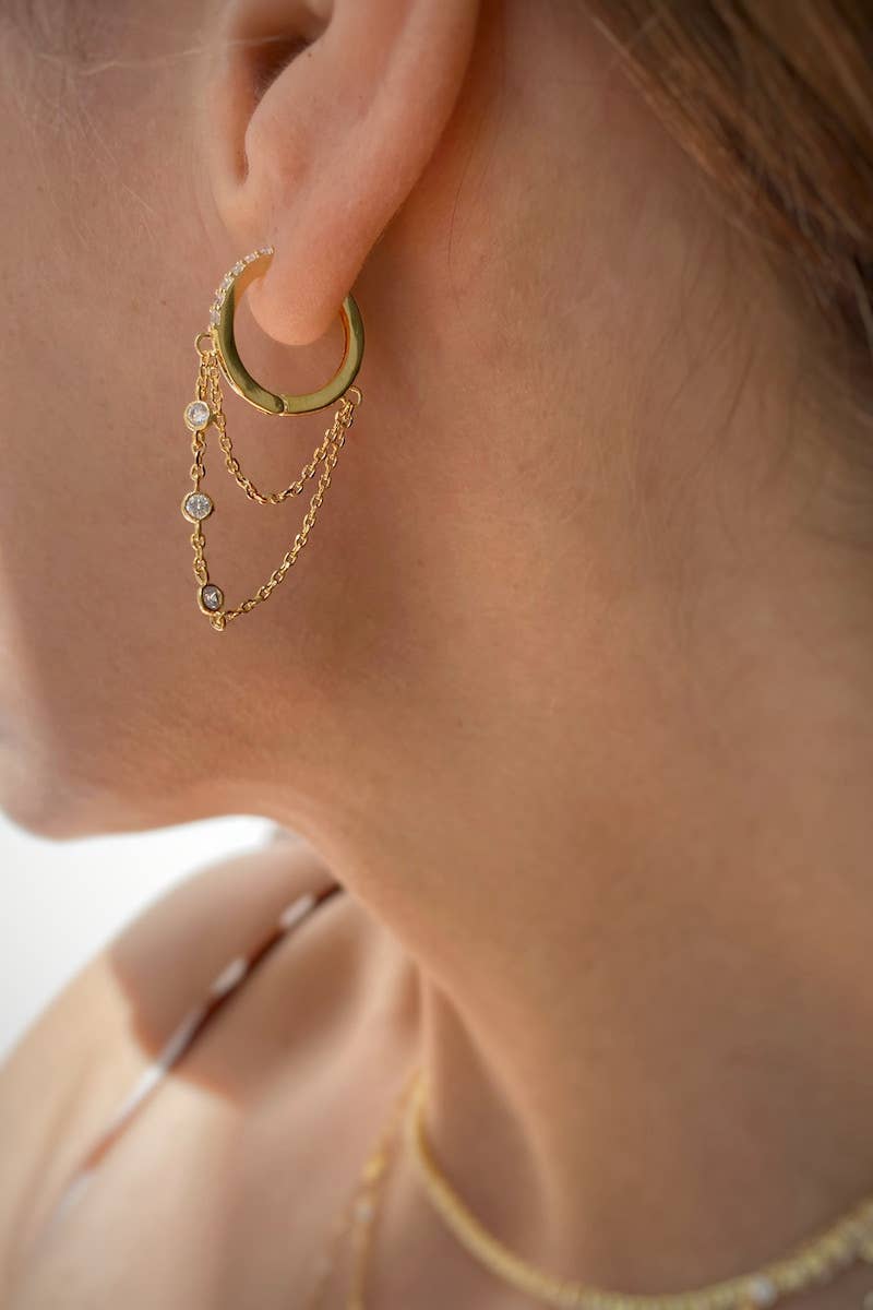 Native Gem - Vendita all'ingrosso Orecchini a cerchietto - TRESOR HUGGIES - VERMEIL ORO 14K1