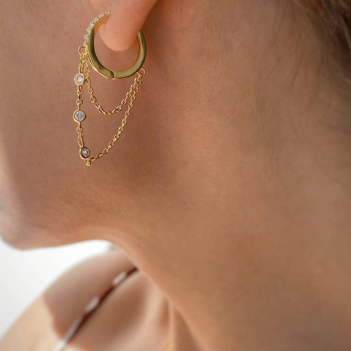 Native Gem - Vendita all'ingrosso Orecchini a cerchietto - TRESOR HUGGIES - VERMEIL ORO 14K1