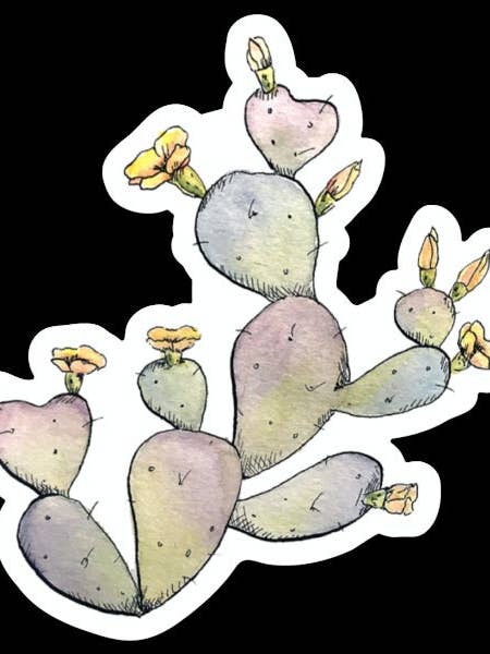 Watercolor Prickly Pear Cactus Stickers for wholesale by Trendy Bullsh*t