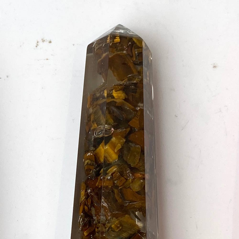 VIE - Vente Pierre et cristal de spiritualité - Tour obélisque en orgonite, 10-12 cm16