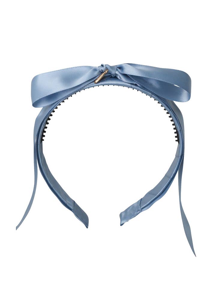 Matilda Satin Headband - French Blue for wholesale by Project 6 NY Kids