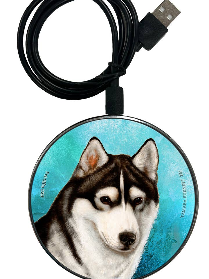 Siberian Husky Brown Eye Blk & White - Zoomies Phone Charger for wholesale by Pet Gifts USA, LLC