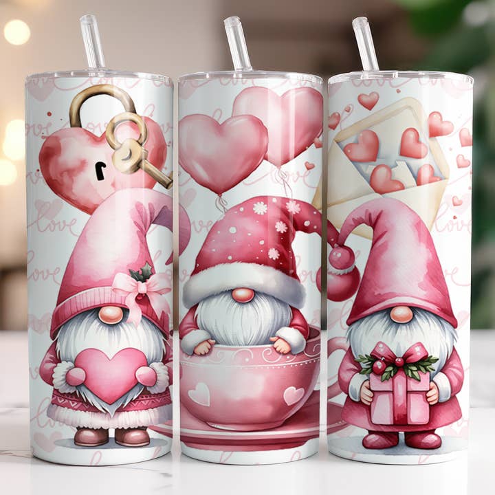Gnomes - Dünner Becher zum Valentinstag, 20 Unzen für den Großhandel von Dogwood Graphics & Design