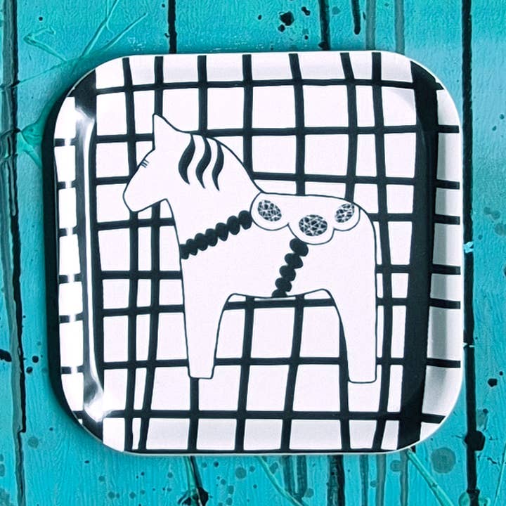 tray/cookieplate SWEDISH HORSEPOWER black 20x20 cm for wholesale by erika tubbin