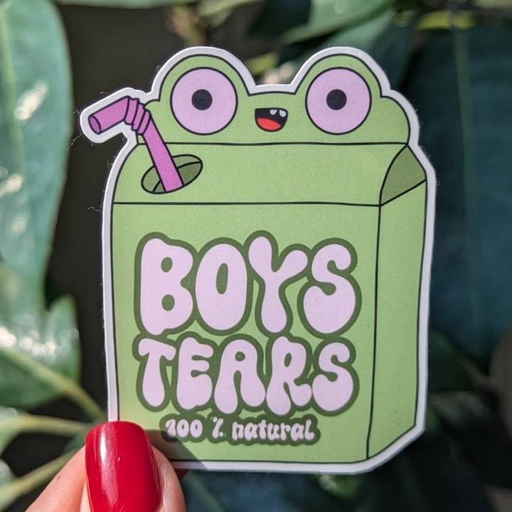 Autocollant en vinyle amusant Boys Tears, joli autocollant pour boîte à jus pour la vente par Moonlit Creations