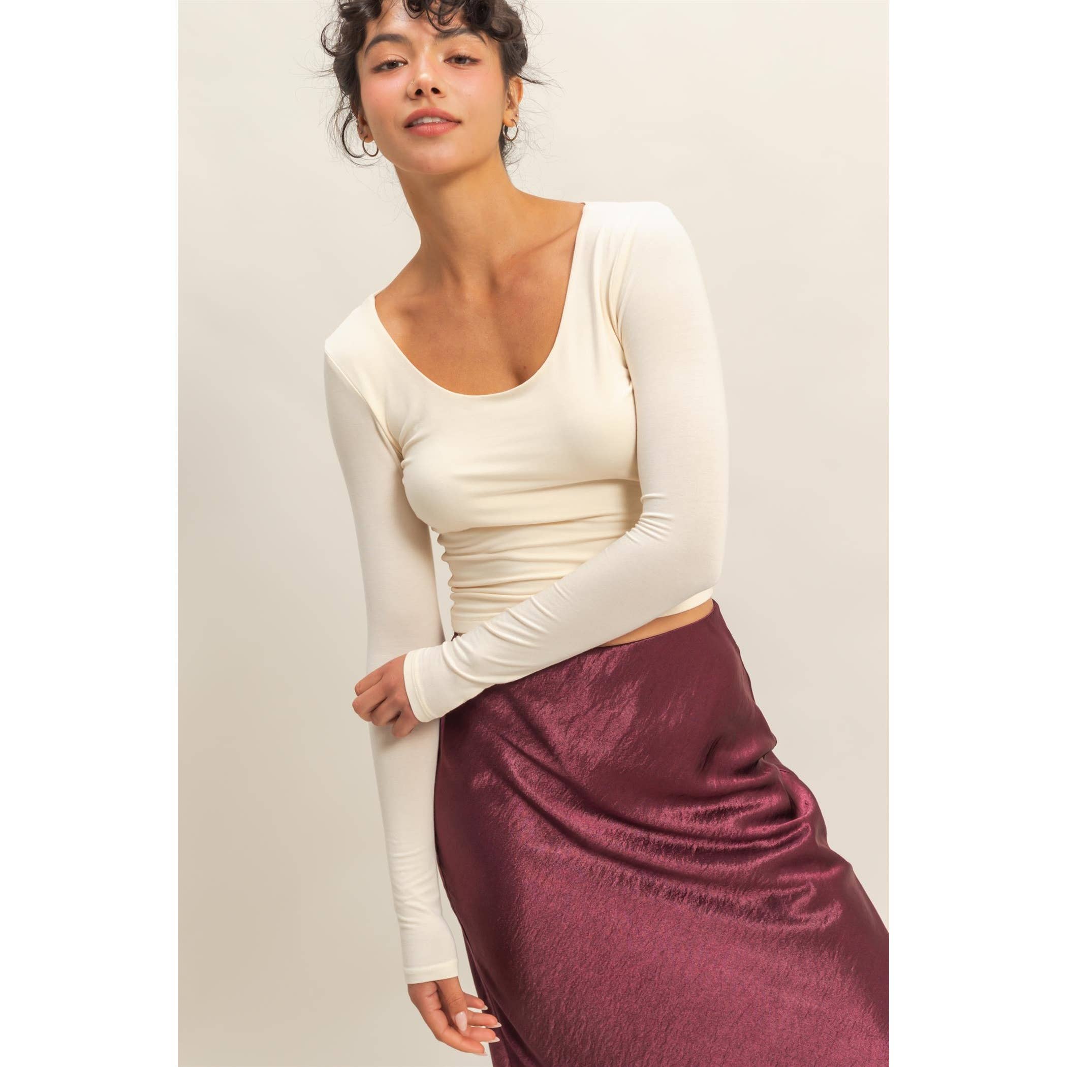 HYFVE - Wholesale Knit Top - Women's - Scoop Neck Long Sleeve Crop Top10