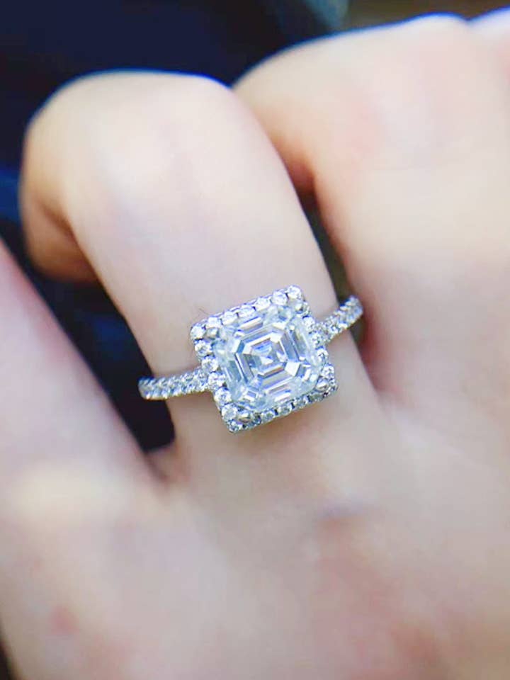 2 Carat Moissanite Platinum Over Pure Sterling Silver Ring for wholesale by Sparkala