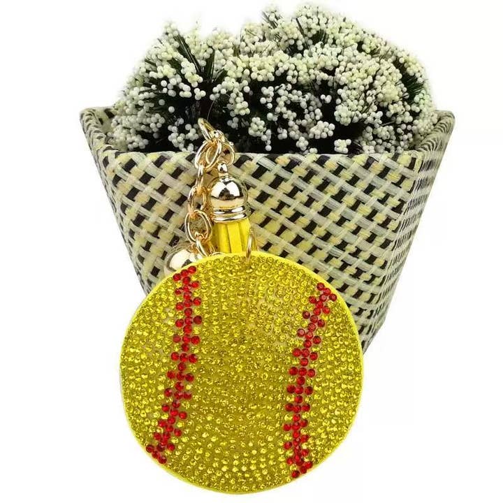 Cute Softball Jeweled Keychain for Softball Moms/ Girls for wholesale by Purple Myrtle