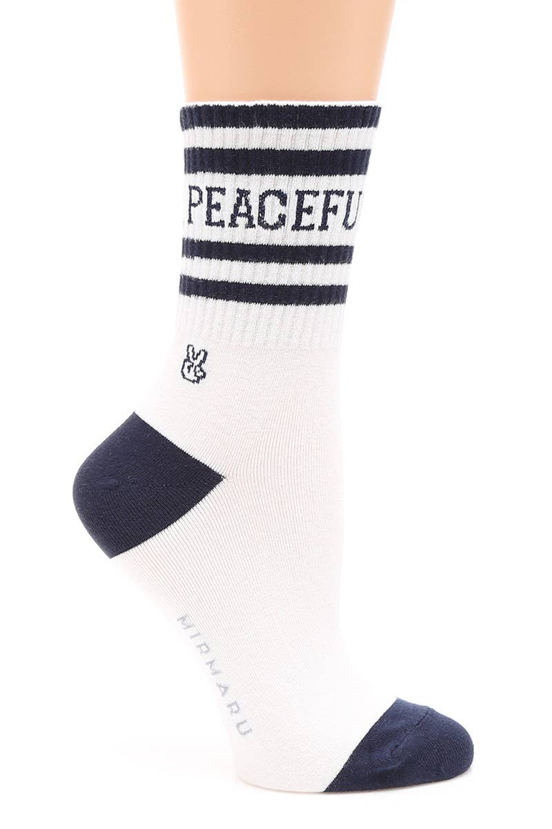 Women's Striped Letter Cotton Blend Crew Socks. for wholesale on Faire4