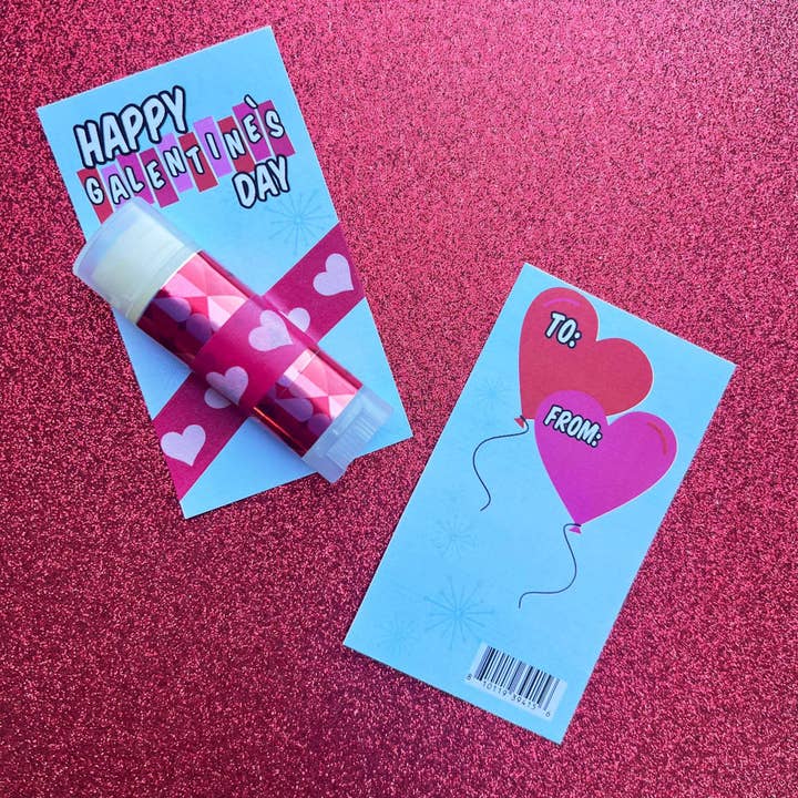 Galentine's Day Retro Vintage Cards with Natural Lip Balm for wholesale by Serious Lip Balm
