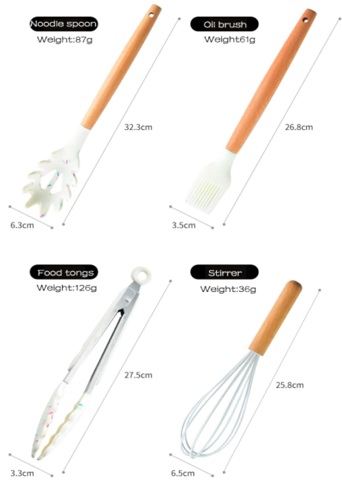 Homerely (We Cover All Import Duties) - Vendita all'ingrosso Set di utensili da cucina - Set colorato di utensili da cucina in silicone bianco7