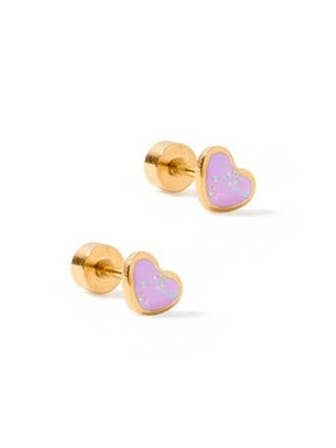 Screwback Stud Earrings - Nora Heart Purple for wholesale by LINNY CO