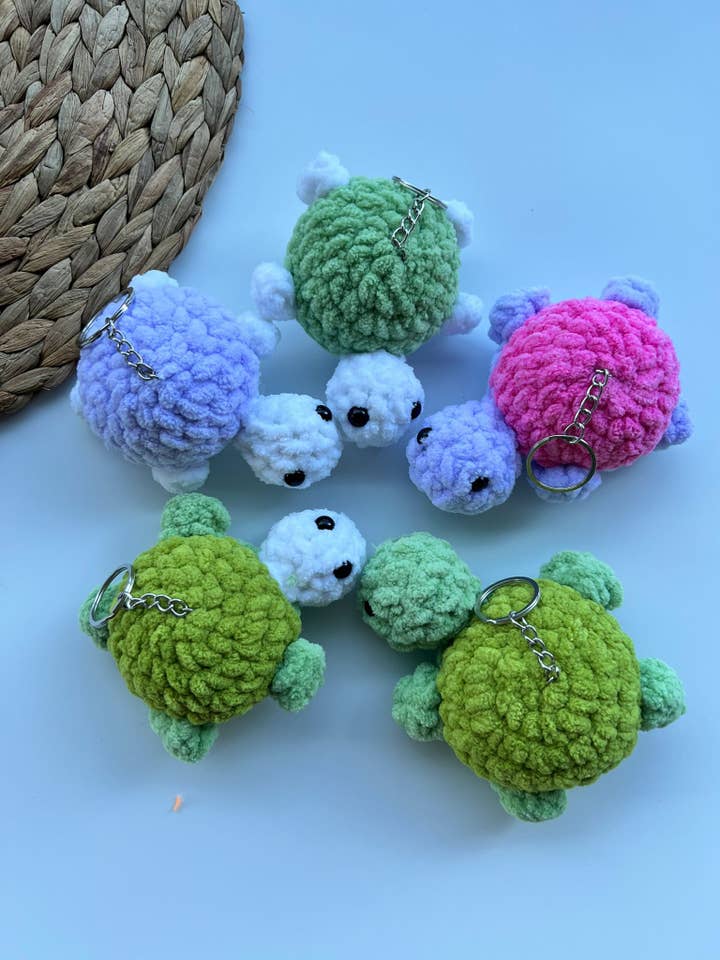 crochet tortoise, stuffed toy keychain amigurumi for wholesale by Emel Crochet