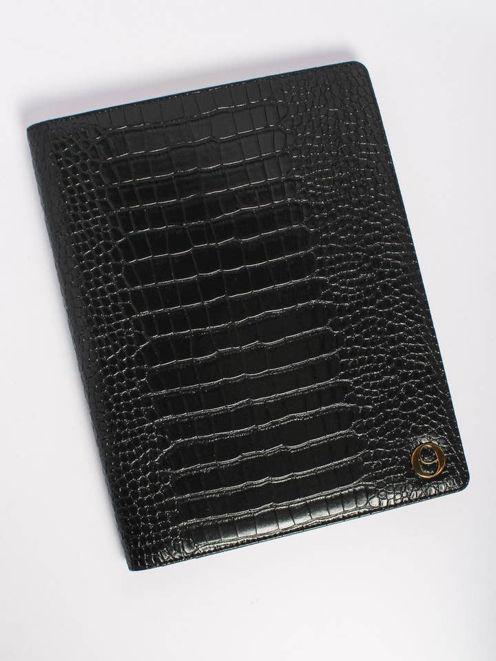 Capa Padefólio em Pele A4 Croc - Noir por atacado de Outlined