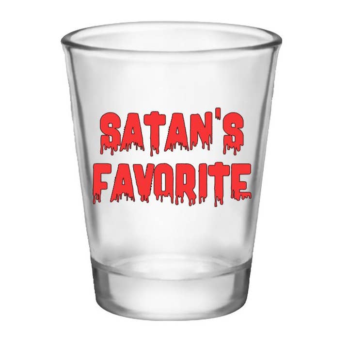 Satan's Favorite Shot Glass Barware Horror Halloween for wholesale by Witchcrafted in MI