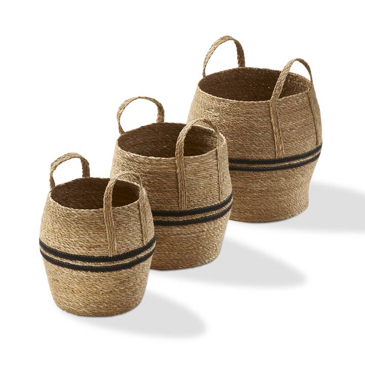 Stripe Basket Set of 3 Multi Seagrass Everyday for wholesale by tag