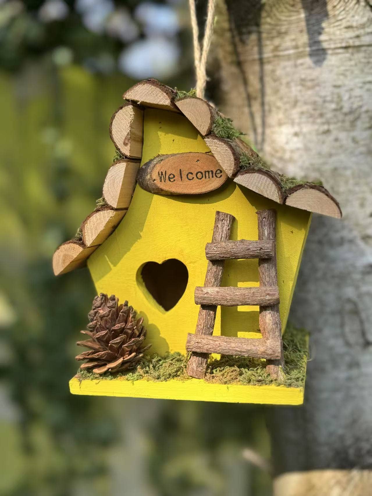 Marissa's Gifts - Wholesale Bird House - Handmade wooden coloured birdhouse hut with adorable heart shaped bird hole and ladder. The measurements are 17 x 11.5 x 17cm13