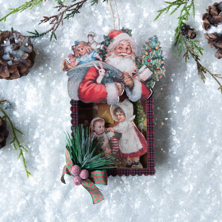 PÈRE NOËL AVEC ENFANTS À L'ORNEMENT DE NOËL pour la vente par Ragon House